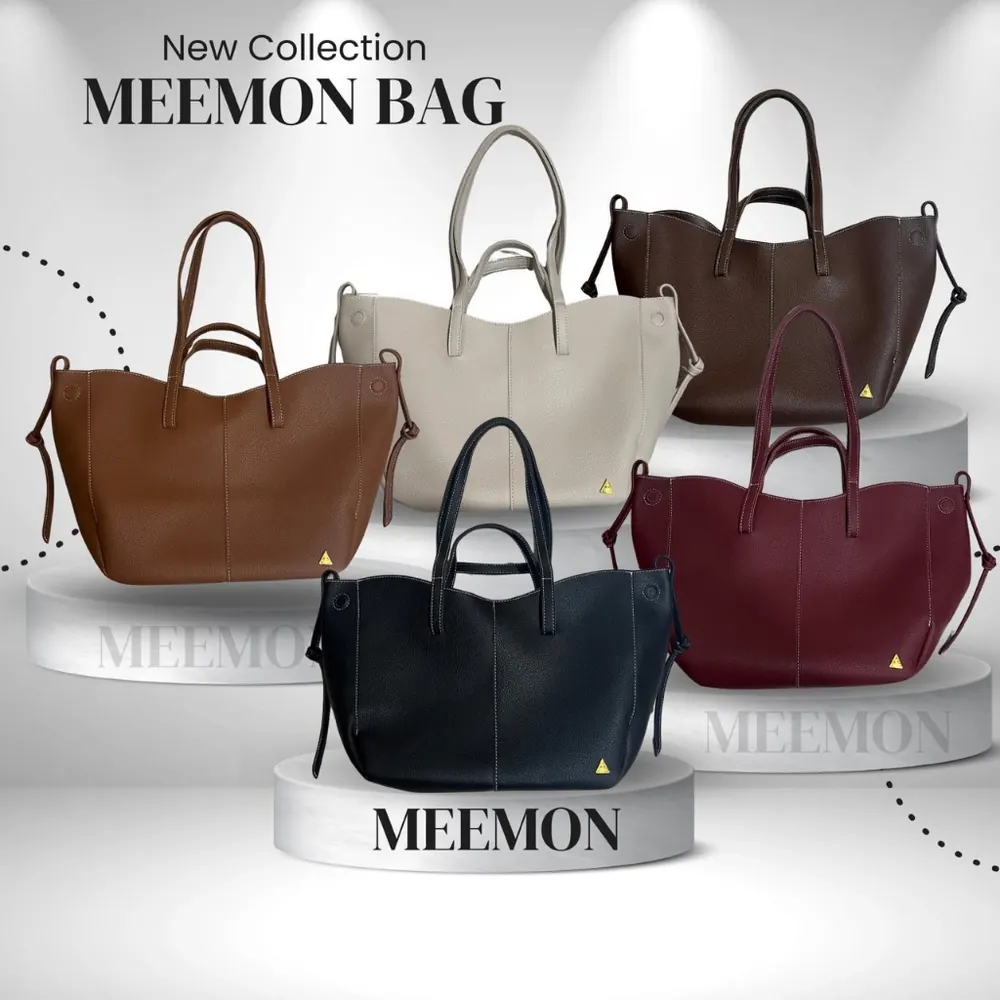 [ใหม่] MEEMON มีมนตร์ กระเป๋าสะพายขนาดใหญ่ พร้อมกระเป๋าคลัซในตัว หนังวีแกนดีไซน์ใหม่2026